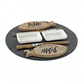 Set per Sushi DKD Home Decor S3025953 Bianco Blu Marino Plastica