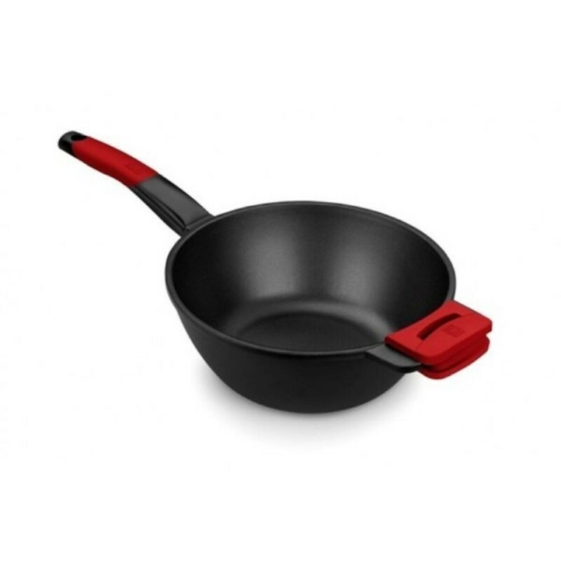 Padella Wok BRA A412028 Rosso/Nero Ø 28 cm Acciaio inossidabile (1 Unità) (Ø 28 cm)
