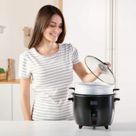 cuociriso Black & Decker BXRC1800E Nero 1,8 L Bianco Alluminio 700 W