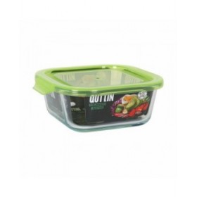 Porta Pranzo Quadrato con Coperchio Quttin Verde 750 ml (6 Unità)
