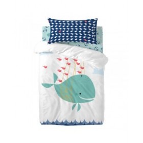 Set di copripiumino HappyFriday Moshi Moshi Whale Multicolore Culla Neonato 2 Pezzi
