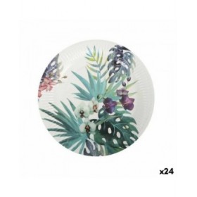 Set di piatti Algon Monouso Cartone Tropicale 3 Pezzi 28 cm (24 Unità)