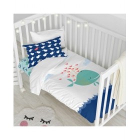 Set di copripiumino HappyFriday Moshi Moshi Whale Multicolore Culla Neonato 2 Pezzi