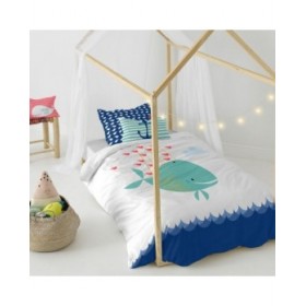 Set di copripiumino HappyFriday Moshi Moshi Whale Multicolore Singolo 2 Pezzi