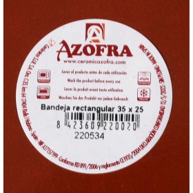 Teglia da Cucina Vitro Azofra Argilla cotta 35 x 25 x 6 cm