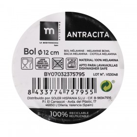 Ciotola per Aperitivi La Mediterránea Melammina Antracite 11,5 X 6 cm (24 Unità)