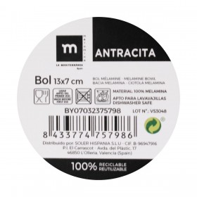 Ciotola per Aperitivi La Mediterránea Melammina Antracite 13 x 13 x 7 cm (24 Unità)
