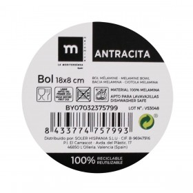 Ciotola per Aperitivi La Mediterránea Melammina Antracite 18 x 18 x 8 cm (24 Unità)