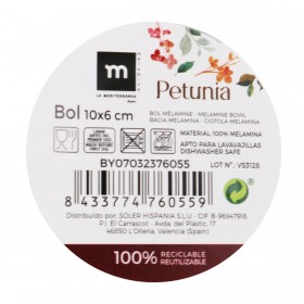 Ciotola per Aperitivi La Mediterránea Petunia Melammina Brillante 10 x 10 x 6 cm (24 Unità)