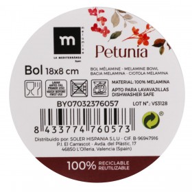 Ciotola per Aperitivi La Mediterránea Petunia Melammina Brillante 18 x 18 x 8 cm (24 Unità)