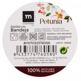 Vassoio per aperitivi La Mediterránea Petunia Melammina Brillante 20 x 13 x 1,5 cm (24 Unità)