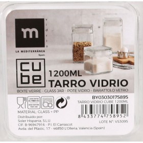 Vaso La Mediterránea Quadrato Vetro 1,2 L 11 x 11 x 14,5 cm (12 Unità)