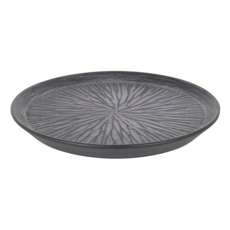 Piatto da pranzo Inde Stoneware Lotus Porcellana Nero