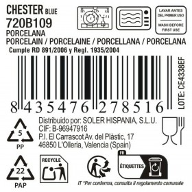 Ciotola La Mediterránea Chester Azzurro 20 x 4 cm (12 Unità)