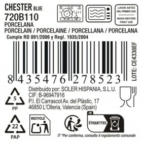 Ciotola La Mediterránea Chester Azzurro 20 x 8 cm (8 Unità)