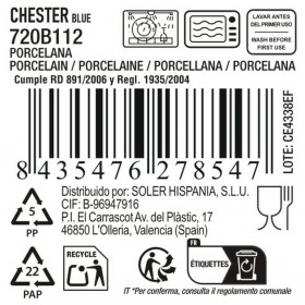 Ciotola La Mediterránea Chester Azzurro 13 x 13 x 5 cm (24 Unità)