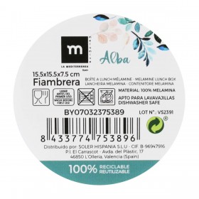 Porta Pranzo Quadrato con Coperchio La Mediterránea Alba Melammina 15,5 x 15,5 x 7,5 cm (12 Unità)