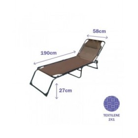 Marbueno lettino pieghevole in acciaio con cuscino giardino e piscina 190X58X27 cm marrone 10001