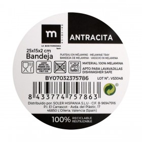 Vassoio per aperitivi La Mediterránea Grigio scuro 25 x 15 x 2 cm (12 Unità)