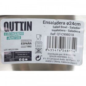 Insalatiera Quttin   Nero Argentato Acciaio 24 x 12 cm (6 Unità)