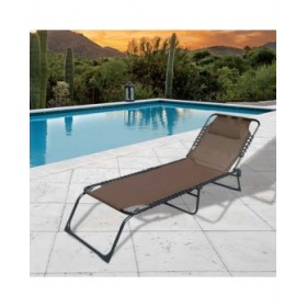 Marbueno lettino pieghevole in acciaio con cuscino giardino e piscina 190X58X27 cm marrone 10001
