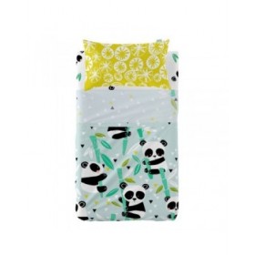 Set di Lenzuola HappyFriday Moshi Moshi Panda garden blue Azzurro 2 Pezzi