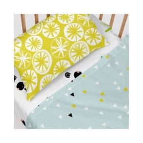 Set di Lenzuola HappyFriday Moshi Moshi Panda garden blue Azzurro 2 Pezzi