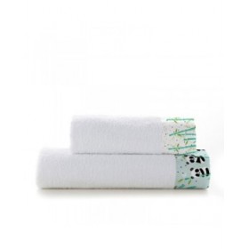 Set di asciugamani HappyFriday Moshi Moshi Panda Garden Blue Azzurro 2 Pezzi