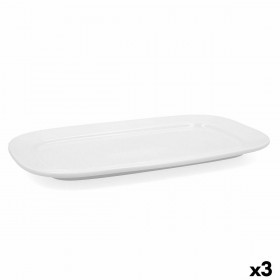 Teglia da Cucina Bidasoa Glacial Bianco Ceramica 36 x 21 cm (3 Unità) (Pack 3x)