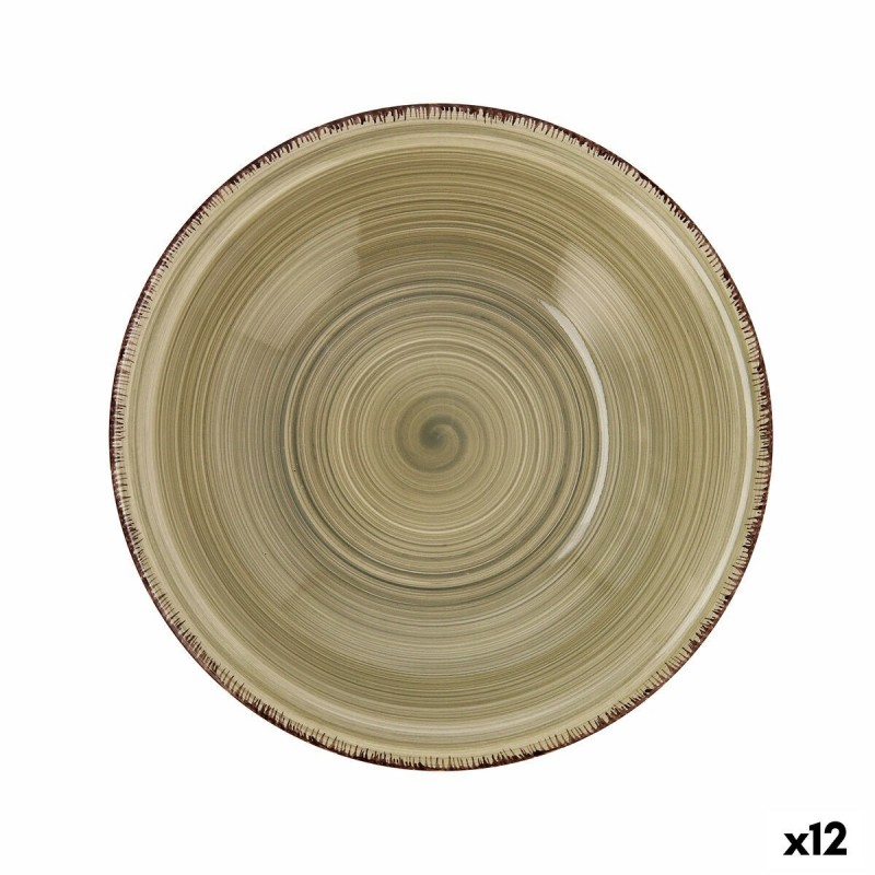 Piatto Fondo Quid Natura Vita Ceramica Verde (ø 21,5 cm) (12 Unità)