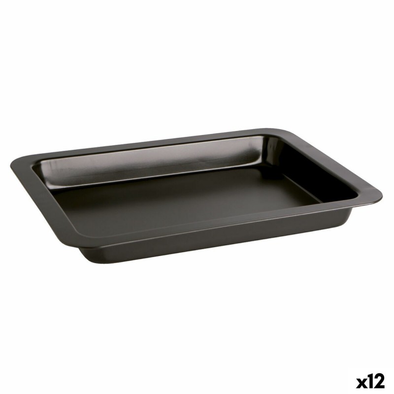 Vassoio da Forno Quid Sweet Grey Nero Metallo 36 x 24 x 4 cm (12 Unità)