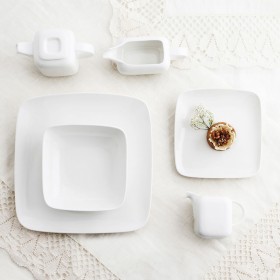 Piatto da Dolce Ariane Vita Quadrato Ceramica Bianco (20 x 17 cm) (12 Unità)