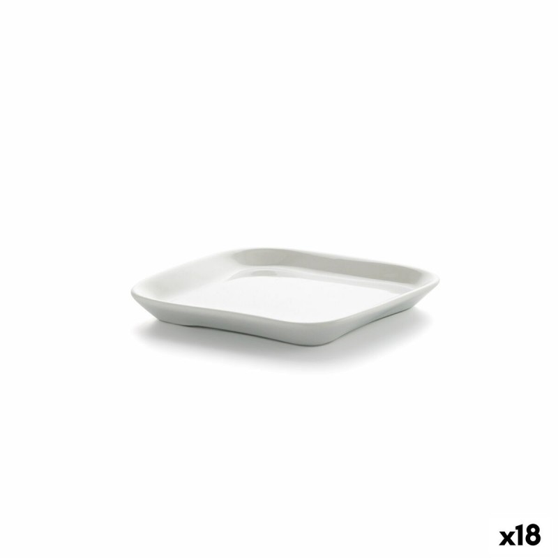 Vassoio per aperitivi Ariane Alaska Bianco Ceramica Quadrato 11,4 x 11,4 cm (18 Unità)