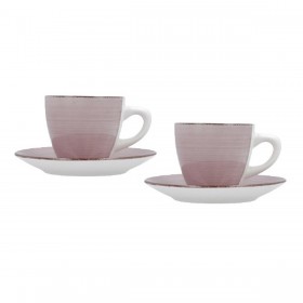 Set di Tazze e Piatti Quid Vita Morning Rosa Ceramica (4 Pezzi) (6 Unità)