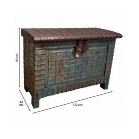Baule Alexandra House Living Azzurro Legno di mango 44 x 90 x 132 cm