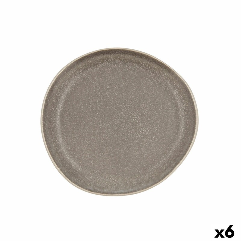 Piatto da pranzo Bidasoa Gio Irregolare Grigio Ceramica 20 cm (6 Unità)