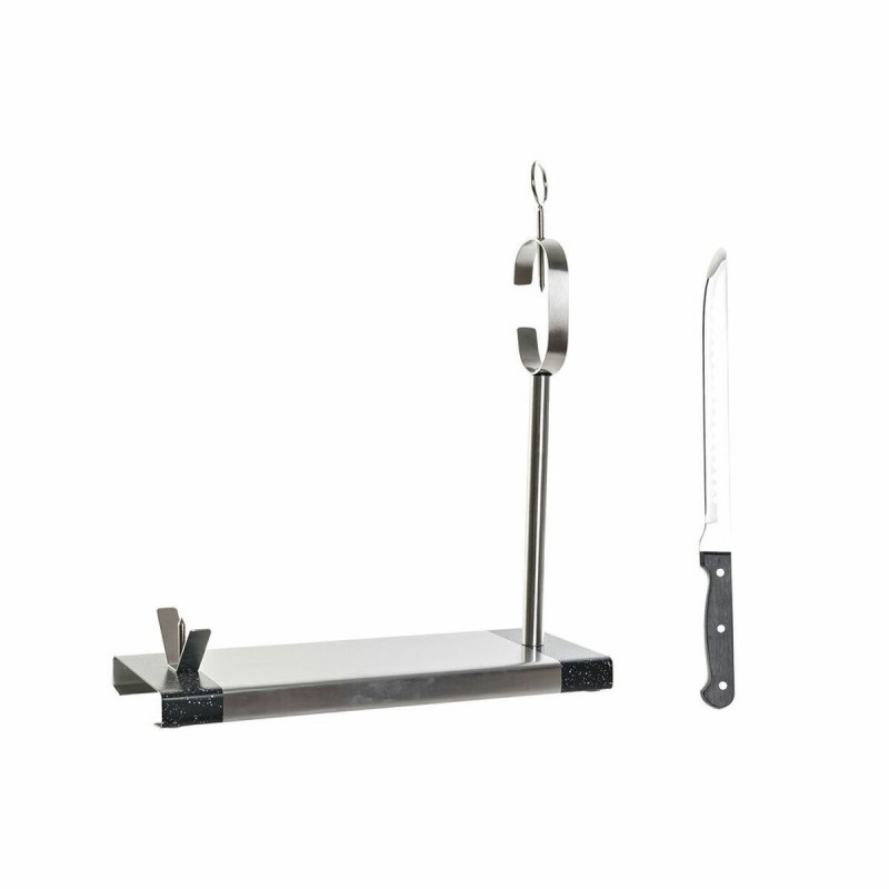 Porta Prosciutto in Acciaio Inox DKD Home Decor Nero Acciaio inossidabile Argento (35 x 3 x 1 cm) (40 x 16.5 x 40 cm) (2 pcs)