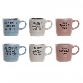 Set di Tazze da Caffè DKD Home Decor Frasi originali 6 Unità Multicolore Gres