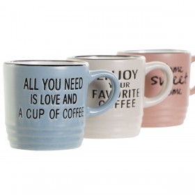 Set di Tazze da Caffè DKD Home Decor Frasi originali 6 Unità Multicolore Gres