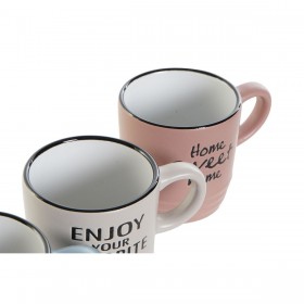 Set di Tazze da Caffè DKD Home Decor Frasi originali 6 Unità Multicolore Gres
