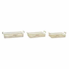 Set di Vassoi DKD Home Decor Rosa Metallo Alluminio 8 cm 40 x 21 x 8 cm (3 Unità)