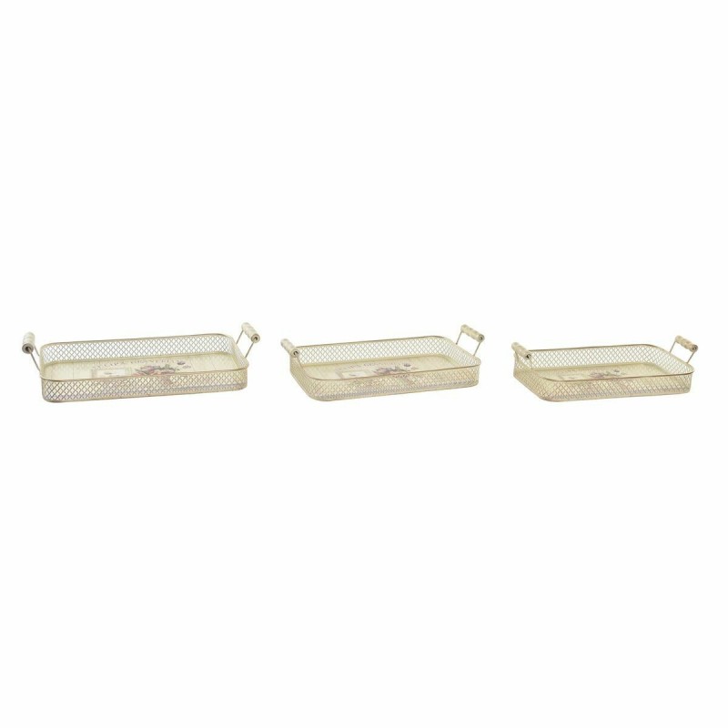 Set di Vassoi DKD Home Decor Rosa Metallo Alluminio 8 cm 40 x 21 x 8 cm (3 Unità)