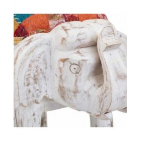 Sgabello Alexandra House Living Bianco Legno di mango Tessuto 51 x 37 x 36 cm Elefante