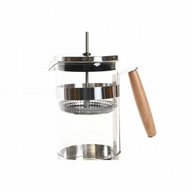 Caffettiera a Stantuffo DKD Home Decor Naturale Argentato Acciaio inossidabile Vetro Borosilicato (16 x 9 x 18,5 cm) (600 ml)