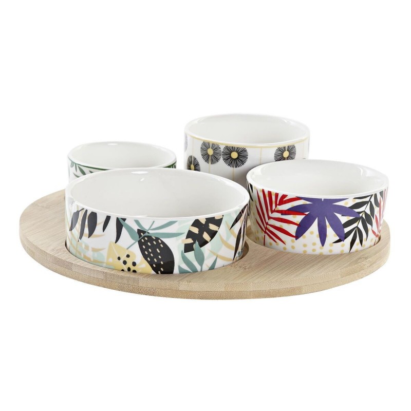 Set da Aperitivo DKD Home Decor Multicolore Bambù Gres Tropicale 5 Pezzi 23 x 23 x 5,6 cm