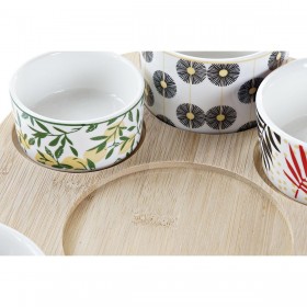 Set da Aperitivo DKD Home Decor Multicolore Bambù Gres Tropicale 5 Pezzi 23 x 23 x 5,6 cm