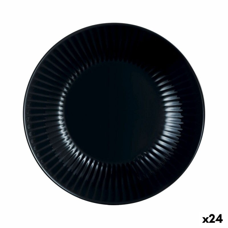 Piatto Fondo Luminarc Cottage Nero Vetro 20 cm (24 Unità)