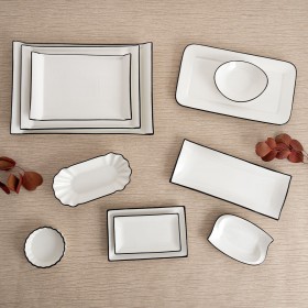 Vassoio per aperitivi Quid Gastro Bianco Nero Ceramica 20,5 x 11 x 3,5 cm (12 Unità)