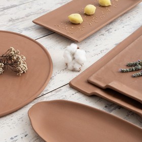 Vassoio per aperitivi Quid Mineral Gres Terracotta Ceramica 35 x 23 cm (6 Unità)