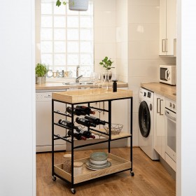 Carrello da Portata Vinthera Moa Portabottiglie Nero Metallo 75 x 40 x 91,5 cm